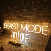 Beast Mode On Off Yellow Neon Sign