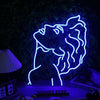 Beautiful Long haired Man Blue Neon Sign