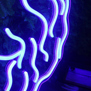 Beautiful Long haired Man Blue Neon Sign