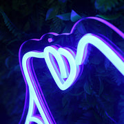 Beautiful Long haired Man Blue Neon Sign