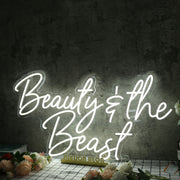 Beauty And The Beast White Neon Sign