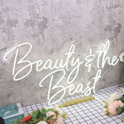 Beauty And The Beast White Neon Sign