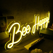 Bee Happy Yellow Neon Sign