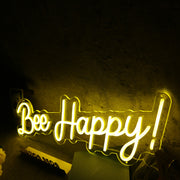 Bee Happy Yellow Neon Sign