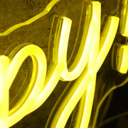 Bee Happy Yellow Neon Sign