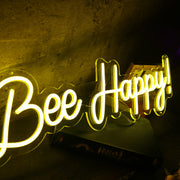 Bee Happy Yellow Neon Sign