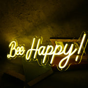 Bee Happy Yellow Neon Sign