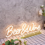 Beer And Wine Yellow Neon Sign