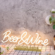 Beer And Wine Yellow Neon Sign