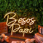 Besos Papi Orange Neon Sign