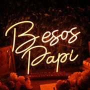 Besos Papi Orange Neon Sign