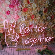 Better Together With Victory Gesture Neon Sign