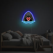 Big White Shark With Red Heart LED Neon Acrylic Artwork