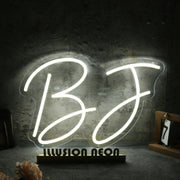 BJ White Neon Sign