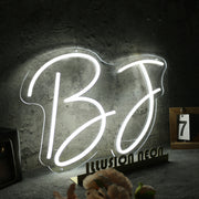 BJ White Neon Sign