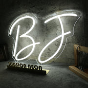 BJ White Neon Sign