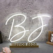 BJ White Neon Sign