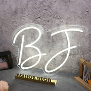 BJ White Neon Sign