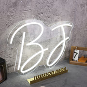 BJ White Neon Sign