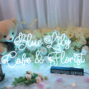 Blue Lily Cake And Florist Neon Sign