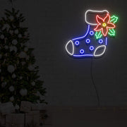 Boot Sock with Ponsettia Flower Neon Sign Lights Night Lamp Led Neon Sign Light For Home Party