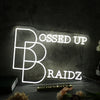 Bossed Up Braidz White Neon Sign