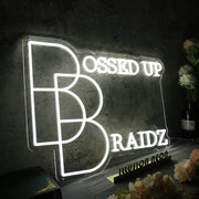 Bossed Up Braidz White Neon Sign