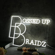 Bossed Up Braidz White Neon Sign