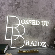 Bossed Up Braidz White Neon Sign