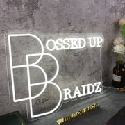 Bossed Up Braidz White Neon Sign