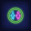 Boy and Girl Silhouettes Circle Neon Sign