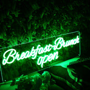 Breakfast Brunch Open Green Neon Sign