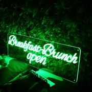 Breakfast Brunch Open Green Neon Sign