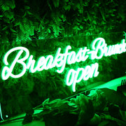 Breakfast Brunch Open Green Neon Sign