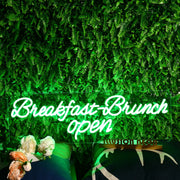 Breakfast Brunch Open Green Neon Sign