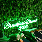 Breakfast Brunch Open Green Neon Sign