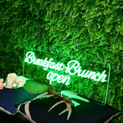 Breakfast Brunch Open Green Neon Sign