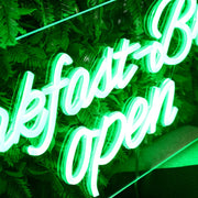 Breakfast Brunch Open Green Neon Sign