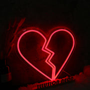 Broken Heart Red Neon Sign