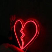 Broken Heart Red Neon Sign