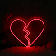 Broken Heart Red Neon Sign