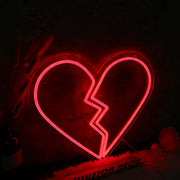 Broken Heart Red Neon Sign