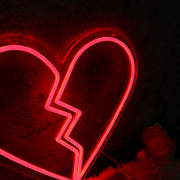 Broken Heart Red Neon Sign