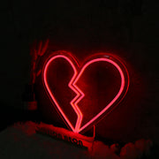 Broken Heart Red Neon Sign