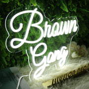 Brown Gang White Neon Sign