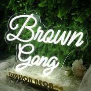 Brown Gang White Neon Sign