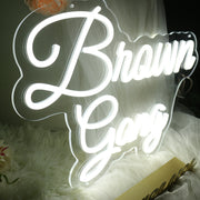 Brown Gang White Neon Sign