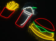 Burger Potato Chips Drink Fast Food V1 Neon Sign