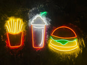 Burger Potato Chips Drink Fast Food V1 Neon Sign