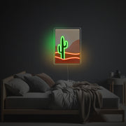 Cactus On The Desert Sence LED Neon Acrylic Artwork